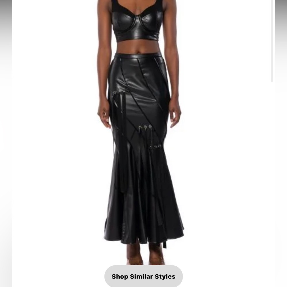 TAKE SOME TIME FAUX LEATHER MERMAID MAXI SKIRT IN BLACK
